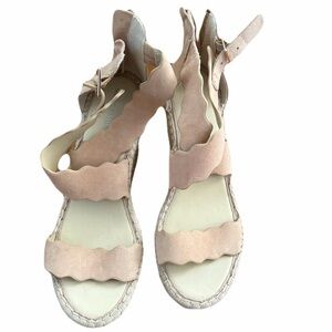 Marc Fisher Scalloped Strap Sandals in Light Pink